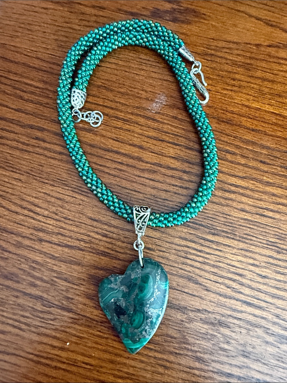 Kumihimo malachite gemstone necklace